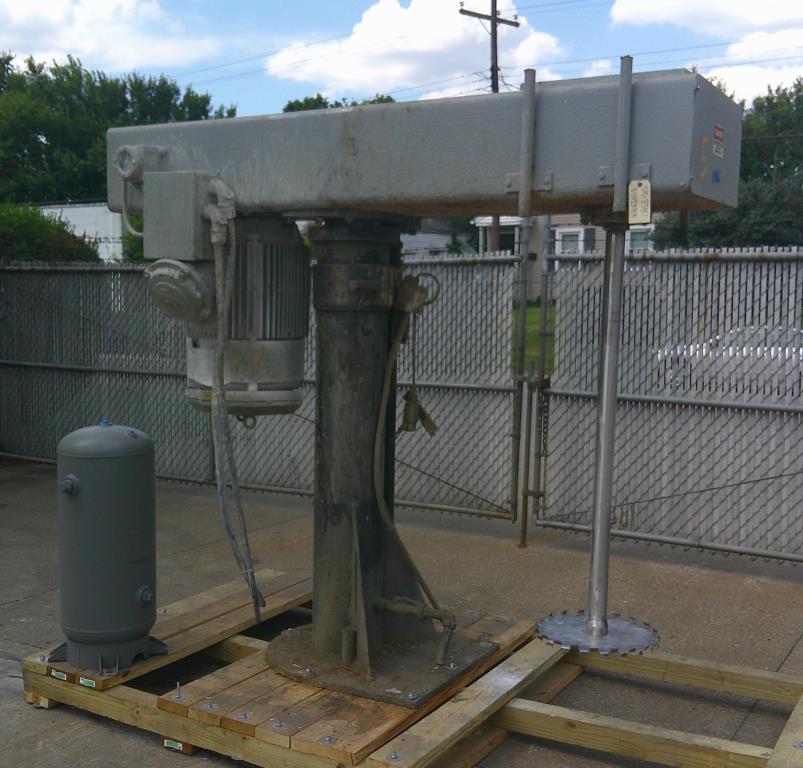 Mixer and Blender 50/25 hp Cowles disperser, air over oil lift, two speed drive