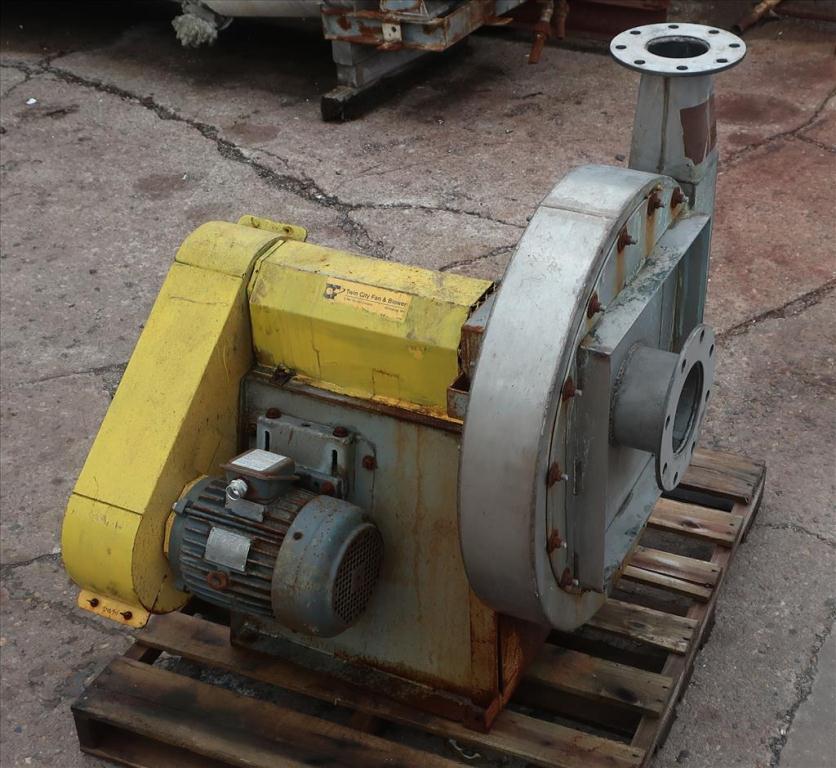 Blower 500 cfm @ 13 SP cfm centrifugal fan Twin City Fans model TBNS-SW, 5 hp, 304 SS