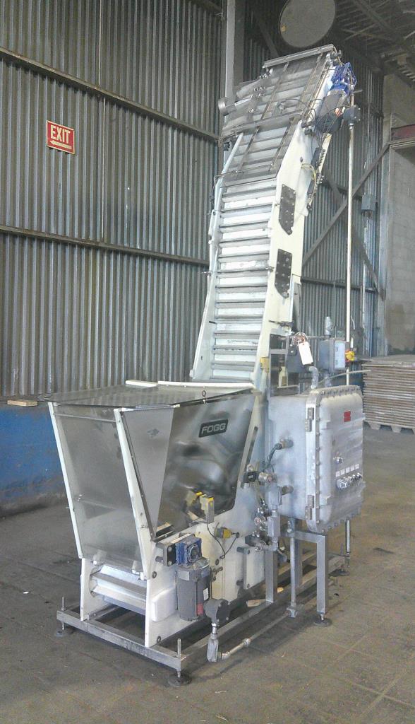 Elevator Fogg cap feed hopper elevator model VSE-18, Stainless Steel,  discharge height