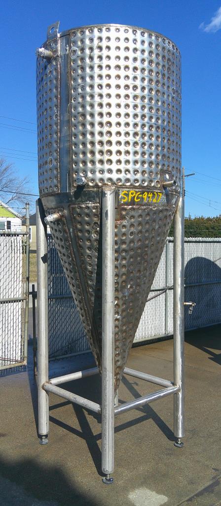 Tank 460 gallon vertical tank, Stainless Steel, dimpled jacket, conical