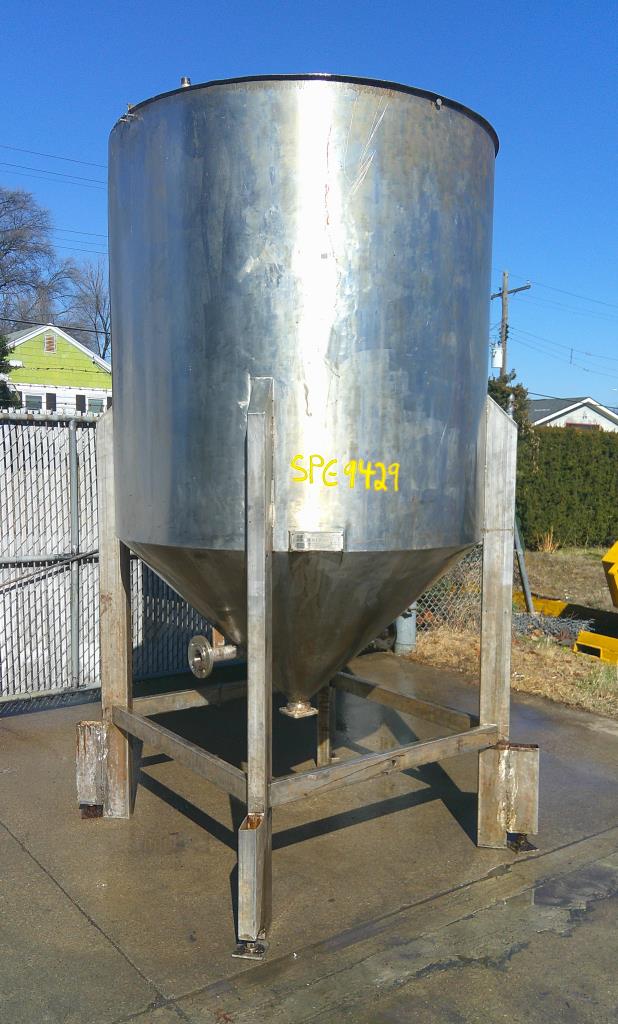 Tank 800 gallon vertical tank, Stainless Steel, conical