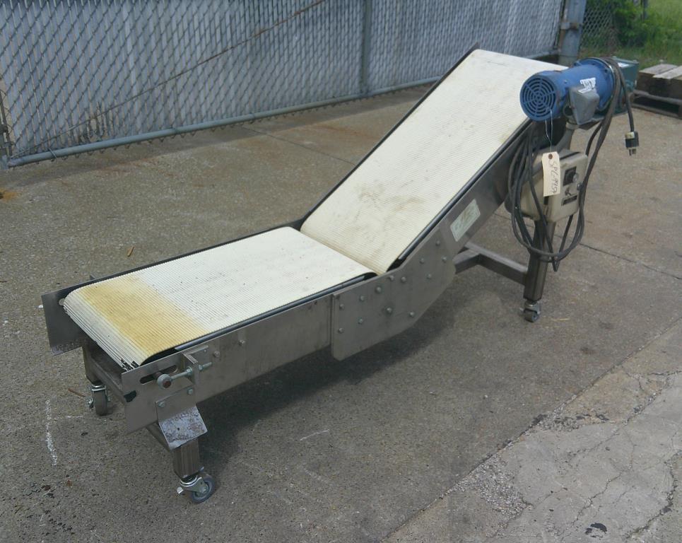 Conveyor Conveyors Plus inclined belt conveyor Stainless Steel, 16 wide, 36.5 discharge height